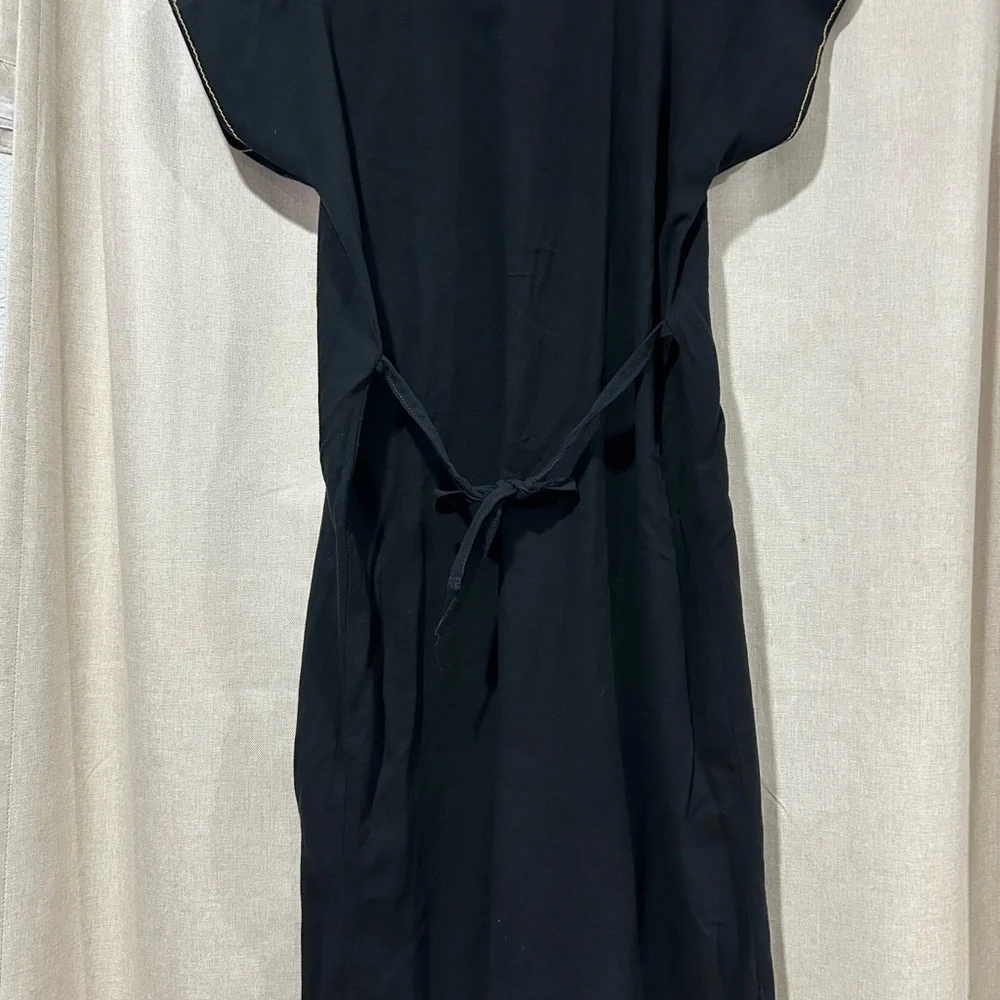 MEXICANA Black Dress with Gold and Green Embroidery - Picture 4 of 6